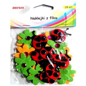 Naklejki z filcu Brewis Biedronki i Kwiaty, 14szt